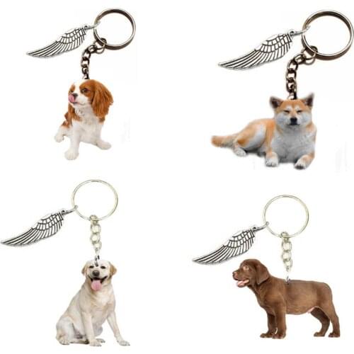 Dog 4pcs/se Acrylic Keychain Flying Wing Dogs Wish Keyring Car Pendants Friends Gift Key Chain Accessories Keyring Men Toy Charm