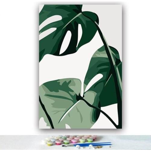 5d new DIY colorings pictures by numbers with colors Small fresh leaves watercolor picture