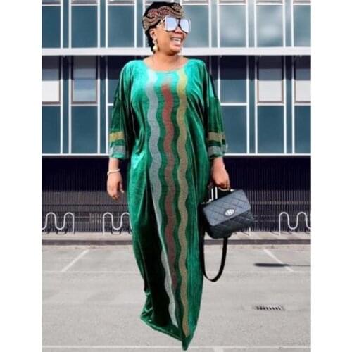 Velvet African Dresses For Women Autumn Winter Africa Clothing Muslim Long Maxi Dress High Quality Fashion African Dress Lady