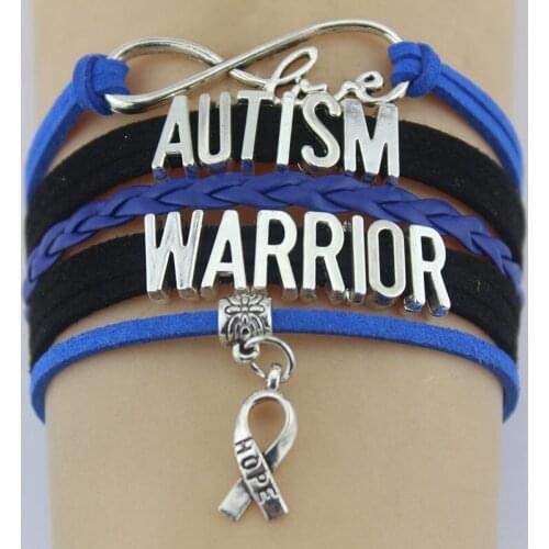 10PC/lot Infinity Love Autism Warrior Itp Epilepsy Hope Ribbon Charm Bracelet Wrap Leather Bracelets & Bangle Women Men Jewelry