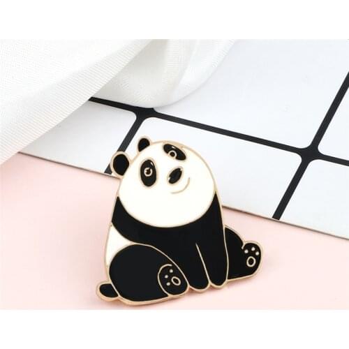 Cartoon Animal Enamel Pins Cute Happy Panda Brooches Creative Funny Lovely Metal Jewelry Gift for Children Shirt Bag Lapel Badge
