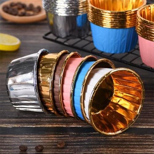 50pcs Cupcake Paper Cup Oilproof Cupcake Liner Baking Cup Tray Case Wedding Party Caissettes Golden Muffin Wrapper Paper