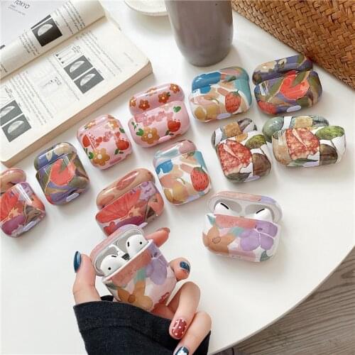 Retro Case For AirPods 2 Pro 1 Earphone Case Hard PC Artistic Flower Leaf Colorful Cute Protective Cover for AirPod Air Pods 2 3