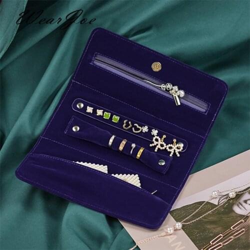 Ladies Portable Rings Earrings Travel Roller Clutch Purse Accessories Necklace Organizer Pouch Multi-Purpose Jewelry Storage Bag