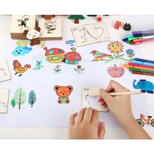Children Baby Learning Drawing Tools For Graffiti Boys And Girls Painting Template Set Cartoon Toys 2021