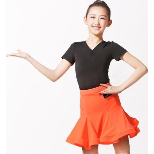 2017 Children girl kids Latin Dance Dresses Milk silk&Lace 2Color Vestido orange Latino Latin Girl Dance Dress Costume For Dance