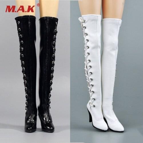 12" action figure body model accessory toys 1/6 Scale Scale ZY1016 Female Black Straps Long Tube Womens Boots Figure Access