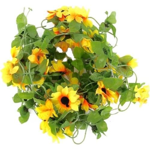 Hot YO-Artificial sunflower garland flower vine for Home Wedding Garden Decoration
