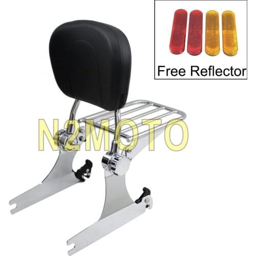 Chrome Detachable Backrest Sissy Bar Luggage Rack for Harley Dyna Super Glide Low Rider FXD FXDC FXDL 2002-2005