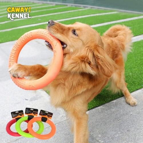 Cawayi Kennel Dog Toys for Small Big Dogs Interactive Training Ring Puller Resistant for Dogs Pet Flying Discs Bite Ring Toy