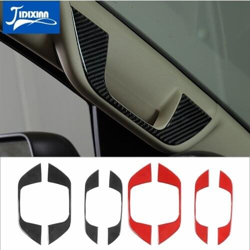 JIDIXIAN Soft Carbon fiber Car Top Grab Handle Decoration Cover Stickers for Dodge RAM 2018 2019 2020 2021 Interior Accessories