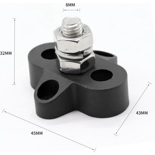 DC 48V Marine Car Vehicles Single Heavy-Duty Terminal Stud Black (M8) Connections Bus Bar Power Terminal Blocks 45*43*32mm