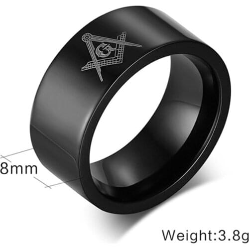 8mm Freemasons Ring Masonic Rings For Men Women Gold Silver Black 316L Stainless Steel Charms Freemasonry fashion Jewelry