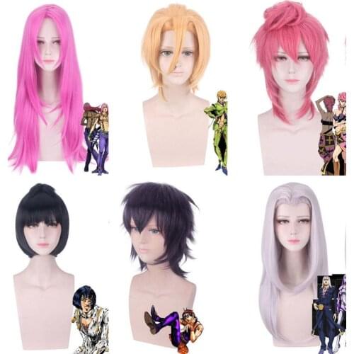 Cosplay Wig JOJOs Bizarre Adventure Leone iavolo KING Trish Spice Bruno Fugo Narancia Wig JOJO Golden Wind Head Costume Wig