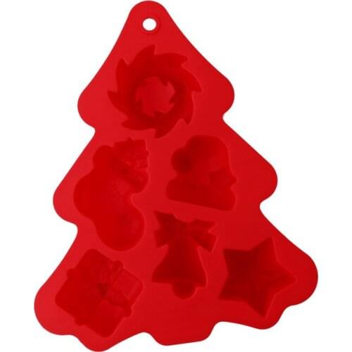 Red Christmas Tree Shape Silicone Mold Muffin Soap Cake Pudding Baking Cake Mold Kitchen Accessories