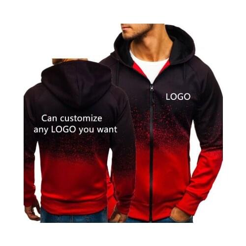 Jacket mens custom car logo print casual hip hop Harajuku gradient Hooded Fleece Sweatshirt zipper Hoodie mens wear