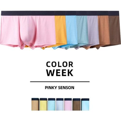 Modal Mens Underwear Weeks U Convex Breathable Boxer Shorts Underpants Mens Youth Low Waist Solid Color Bottom Pants