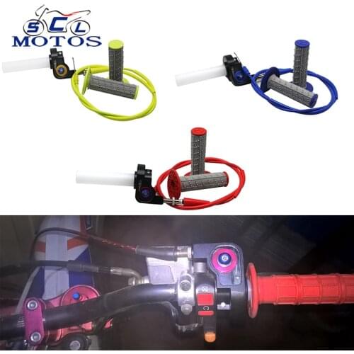 Sclmotos- Motorcycle Throttle Grip Twist Quick Gas+Throttle Cable+Handle Grips Fit 50cc 110cc 125cc 150cc Dirt Pit Bike ATV KTM