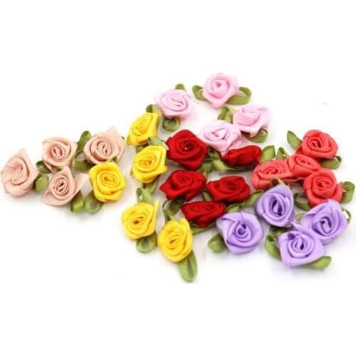 100pcs Rose Patch Flower Applique Sewing Dress Doll Accessories Trim Patches Headdress Stickers Clothes Parche parches ropa K01