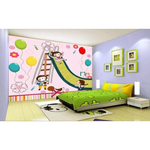 Custom mural 3d wall mural on the wall Happy kids slide balloon childrens room home decor photo wallpaper for living room