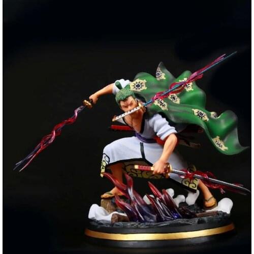 One Piece Anime Figure Roronoa Zoro Wano Country Acoustic Resonance PVC GK Kimono Action Figure Collection Model Toys 31cm