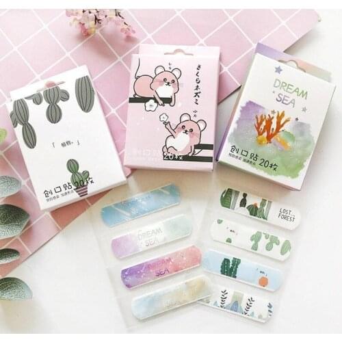 20Pcs/box Waterproof Breathable Cute Cartoon Band Aid Portable Hemostasis Adhesive Bandages for Kids Children