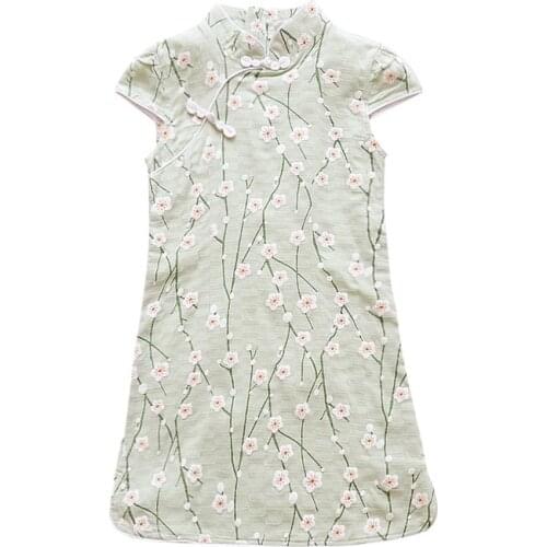 6 - 16 yrs baby girl floral qipao dress simple china Cheongsam 2019 new children traditional ancient folk costume summer clothes