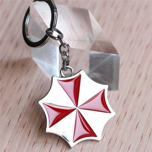 Popular Movie Keychain Biohazard Umbrella Corporation Red Enamel Metal Keyring Fashion Car Key Chain For Fans