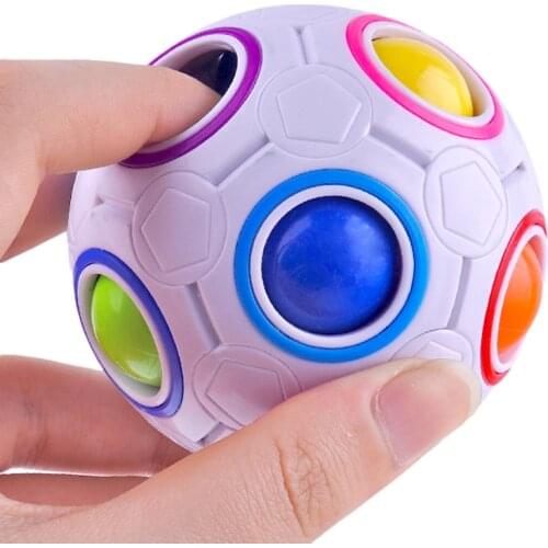 Rainbow Puzzle Ball AntiStress Reliever Magic Cube Fidget Toys Bundle Stress Press Ball Squeeze Games Figet Toys for Kids Gift