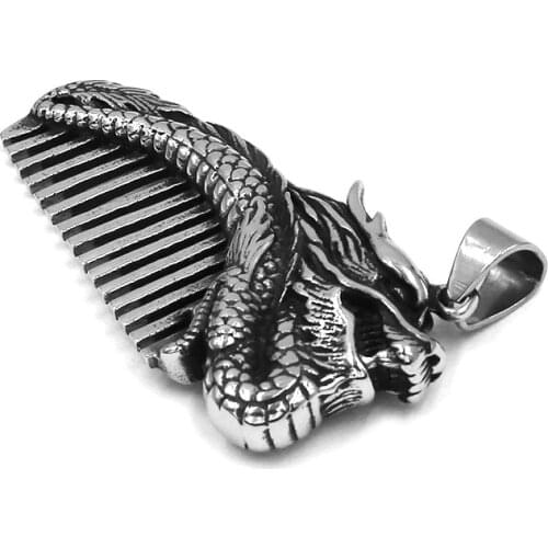 Dragon Comb Pendant Stainless Steel Jewelry Fashion Animal Peacock Comb Biker Men Women Pendant Gift Wholesale SWP0607