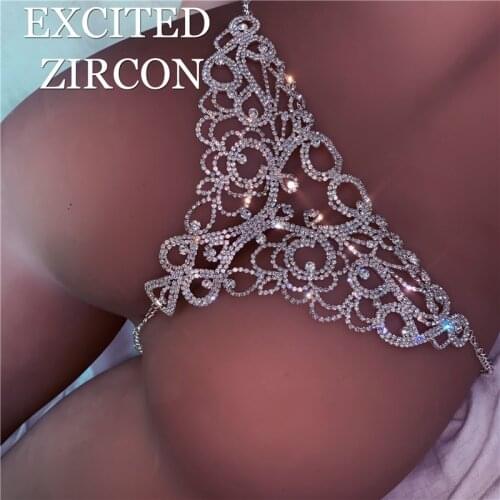Sexy Bling Rhinestone Butterfly Flower Belly Chain Fashion Bikini Waist Chain Thong Body Chain Body Jewelry For Woman