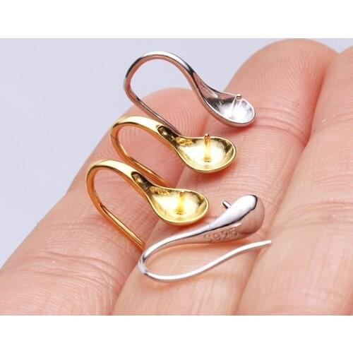 2 Color 925 Sterling Silver Pearl Earrings Fashion Drop Earrings Findings Jewelry Parts Fittings Womens Accessories