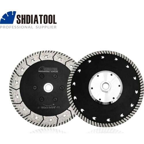 SHDIATOOL 2pcs Dia 7"/180mm 5/8-11 Diamond Cutting Grindng Disc Dual Saw Blade For Cut Grind Sharpen Granite Marble Concrete