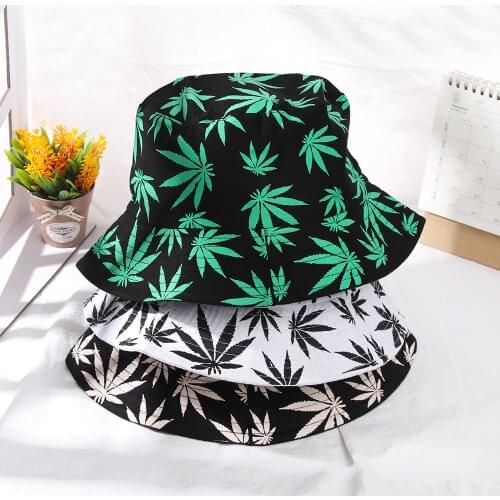 Summer Spring Women Men Couple Cotton Hat Hip Hop Cap Maple Leaf Panama Bucket Hat Sun Flat Top Fisherman Hats Boonie Gift