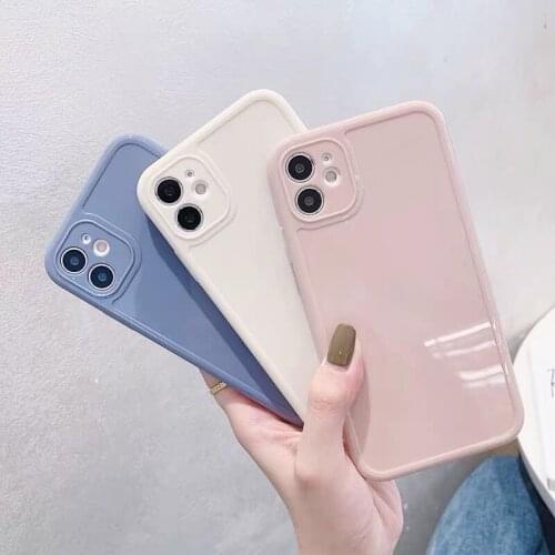 Plain Silicone Phone Case For iPhone 11 Pro Max 7 8 Plus X XR XS Max 12 Three-dimensional Square Frame Back Cover Coque