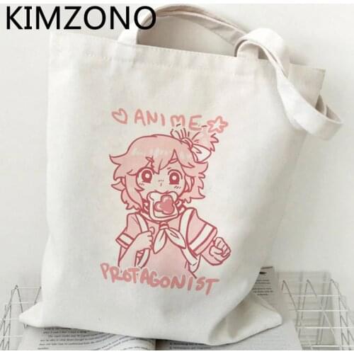 Harajuku Anime shopping bag cotton jute bag bolso tote reusable shopper bag sacola reciclaje grab