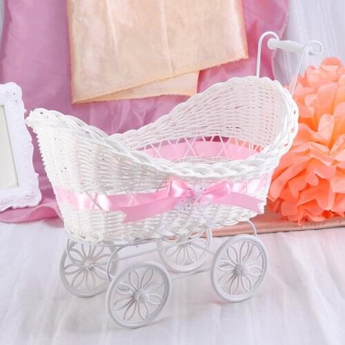 Cart Cane Tricycles Knitted Flower Basket Mini Car Furnishing Articles For Wedding Baby Shower Party Birthday Decoration