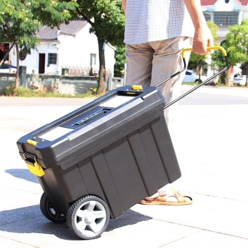 Trolley Toolbox Multifunctional Household PP Plastic Hardware Toolbox Movable Large Plastic Toolbox Thicken Wheel LK