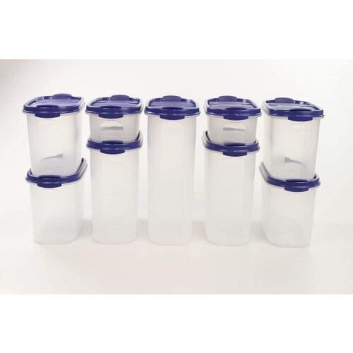 Tupperware Oval Series Dry Food Storage Container 2,3L + 1,7L(2)+ 1,1L(4)+ 500ml(2) Blue Modular