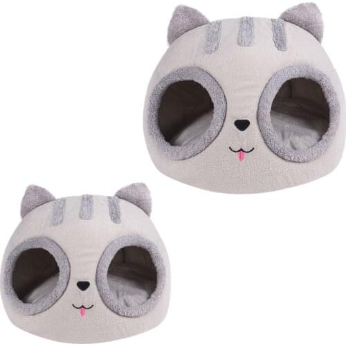 High-Quality Kennel Nest Indoor Winter Cat Head Shaped Winter Kitten Dog Cushion Removable Cat Bed Cat Cave Nest Durable