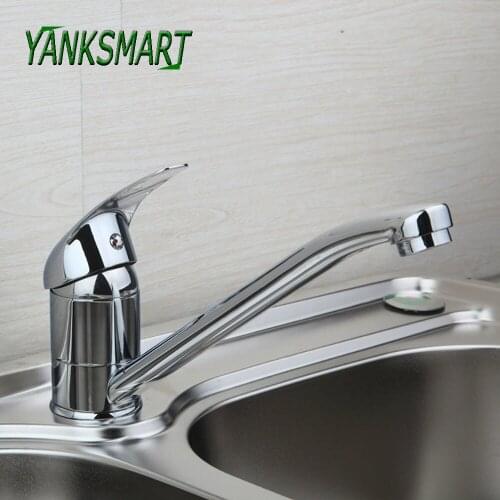 YANKSMART 360 Swivel Luxury Chrome Polished Kitchen Faucet Deck Mounted Basin Sink Single Handle Hot And Cold Mixer Water Tap