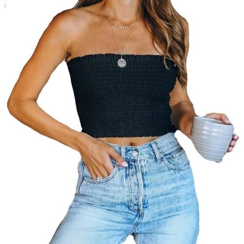 Women Solid Fashion Elastic Camis Sleeveless Summer Tube Top
