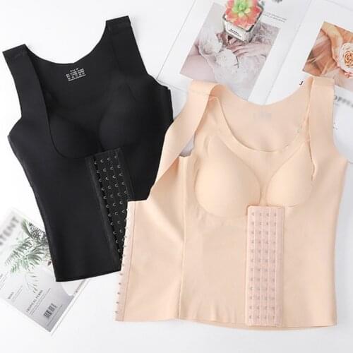 Body Fitness Vest For Women Reducing Girdle Posture Corrector Bra Seamless Underwear Slimming Belly Sheath Cross Back Tank Tops