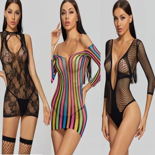 Womens Erotic Lingerie See-through Sexy Tight Stockings Hot Erotic Sexy Mesh Lace Stockings Lingerie Erotic Teddy Pajamas