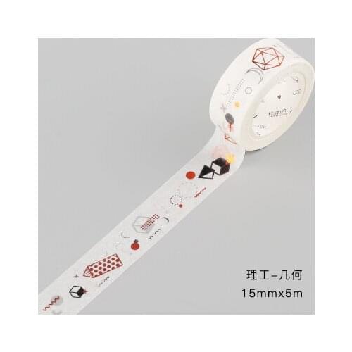 1.5cm 5m 1 pcs DIY cute gold geometry design draw style washi tape Scrapbook Sticker Label Masking home gift decor