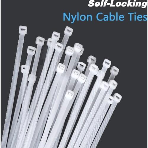 100pcs Self-Locking Nylon Cable Ties Set Width AssortedBlack Plastic Zip Loop Wire Wrap