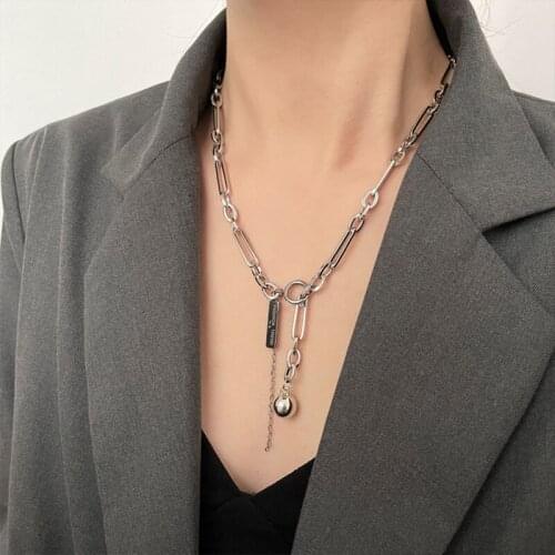 2021 New Fashion Necklace for Women Hip Hop Pendant Necklace Female Clavicle Chain Men Adjustable Sweater Chain Trendy Jewelry