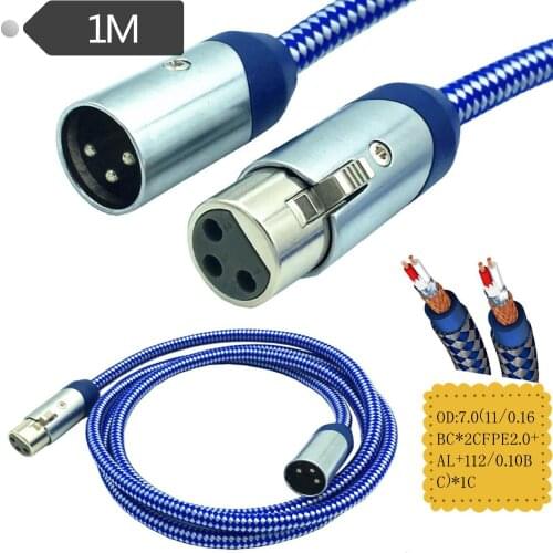 3-Pin Audio Path Cable Balanced XLR Male to XLR Female Cable for Microphones,Speakers,Recording,DMX lighting 1M