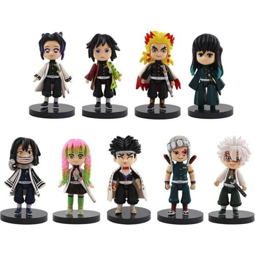 9pcs/Set Anime Demon Slayer Figure Tomioka Giyuu Shinobu PVC Action Model Dolls Kimetsu No Yaiba