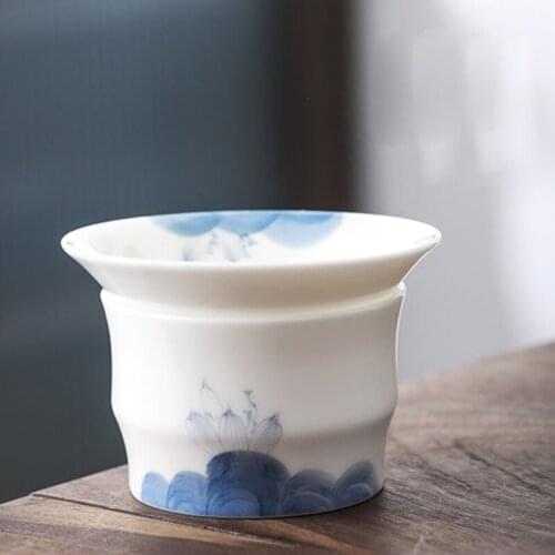 Chinese Kongfu Tea Ceremony Utensils Hand Painted Porcelain Ceramic Tea Strainer Filter Colander Teaware Accessory